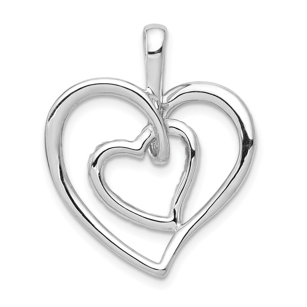 14K Weißgold 0,1 ct. Echtdiamant-Doppelherz-Anhänger