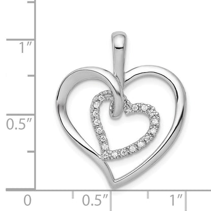 14K Weißgold 0,1 ct. Echtdiamant-Doppelherz-Anhänger