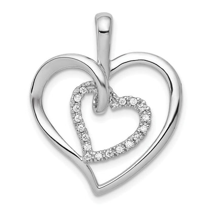 14K Weißgold 0,1 ct. Echtdiamant-Doppelherz-Anhänger