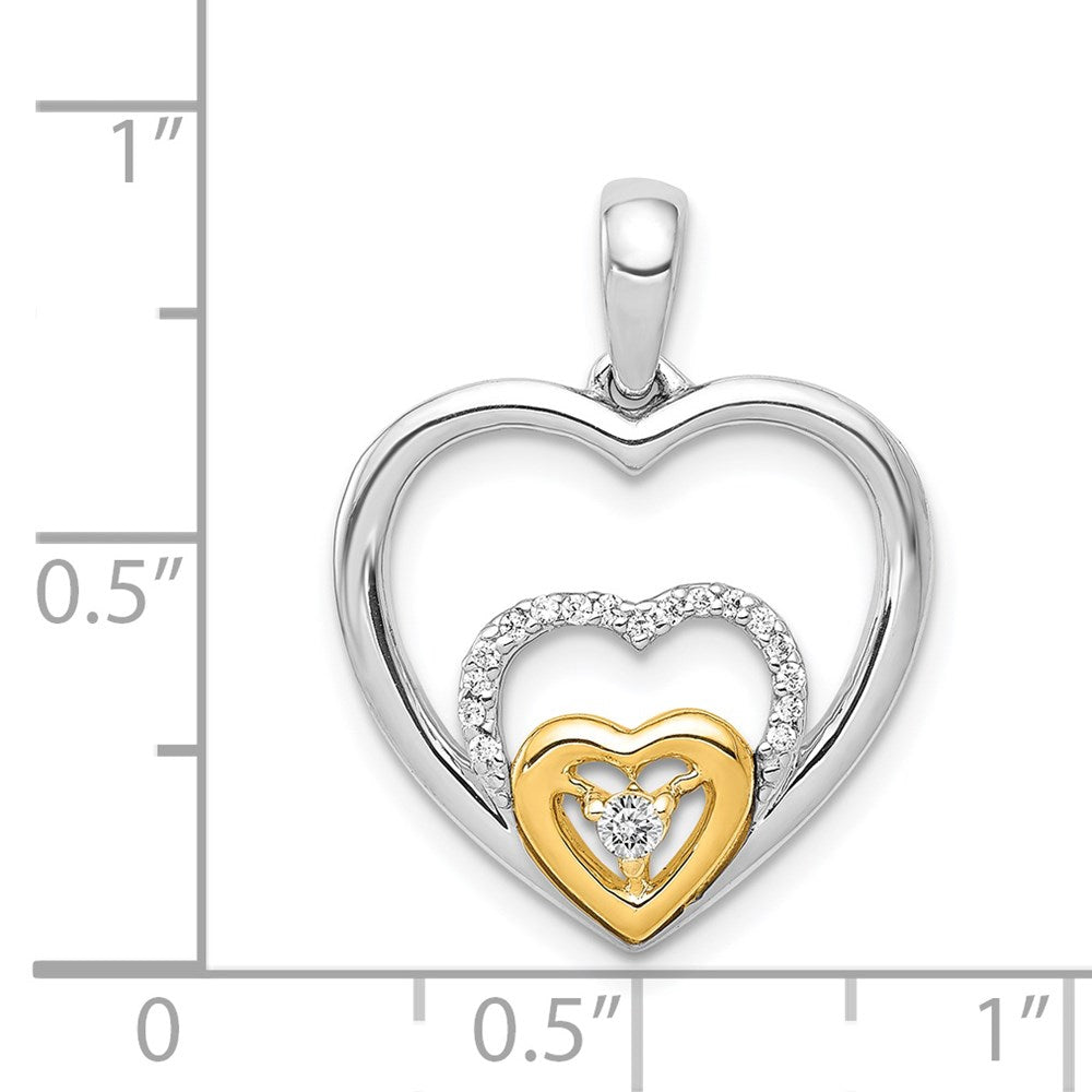 14K Bicolor Gold Anhänger mit dreifachem Herz und 0,067 ct. echtem Diamant** Alternative (falls die Bruchdarstellung bevorzugt wird): **14K Bicolor Gold Anhänger mit dreifachem Herz und 0,07 ct. echtem Diamant