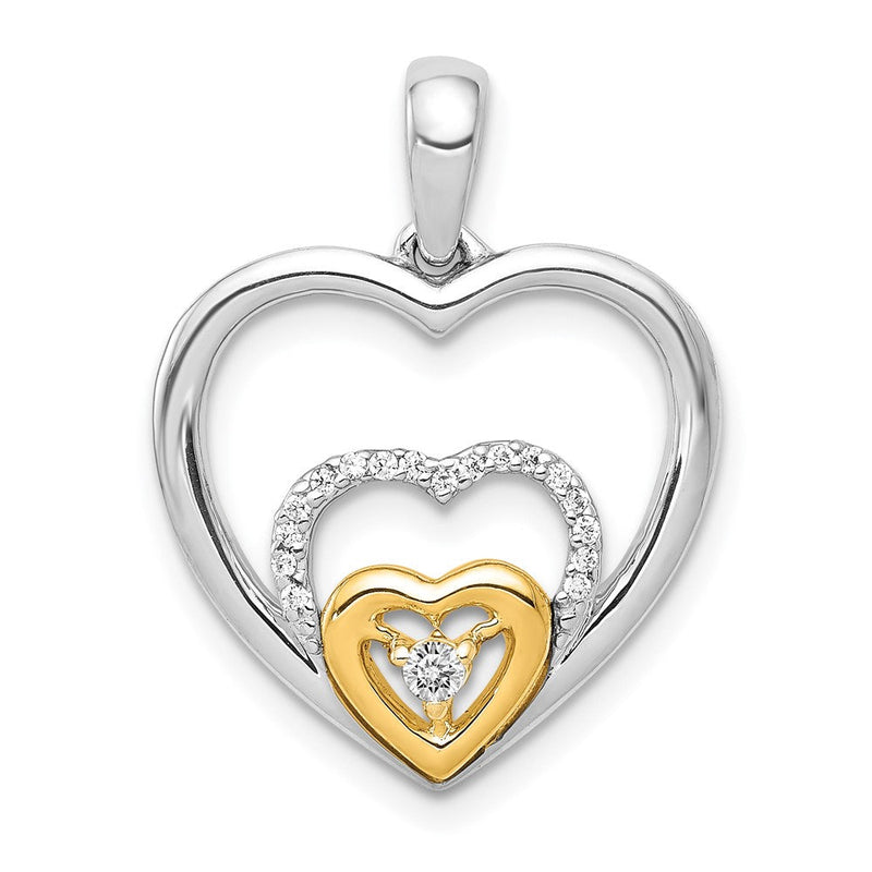 14K Bicolor Gold Anhänger mit dreifachem Herz und 0,067 ct. echtem Diamant** Alternative (falls die Bruchdarstellung bevorzugt wird): **14K Bicolor Gold Anhänger mit dreifachem Herz und 0,07 ct. echtem Diamant