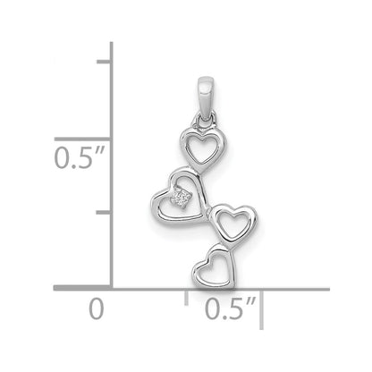 10K Weißgold 10K.01ct. Diamant Vier Herzen Anhänger