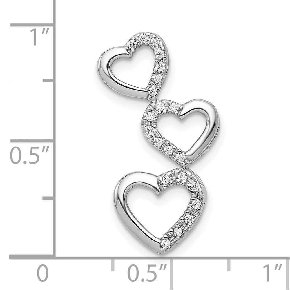 10K Weißgold 10K 1/10ct. Diamant Dreifach Herz Kette Anhänger