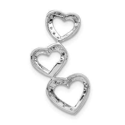 14K Weißgold 0,1 ct. Laborgezüchteter Diamant VS/SI+ G+ Dreifach-Herz Ketten-Gleitanhänger