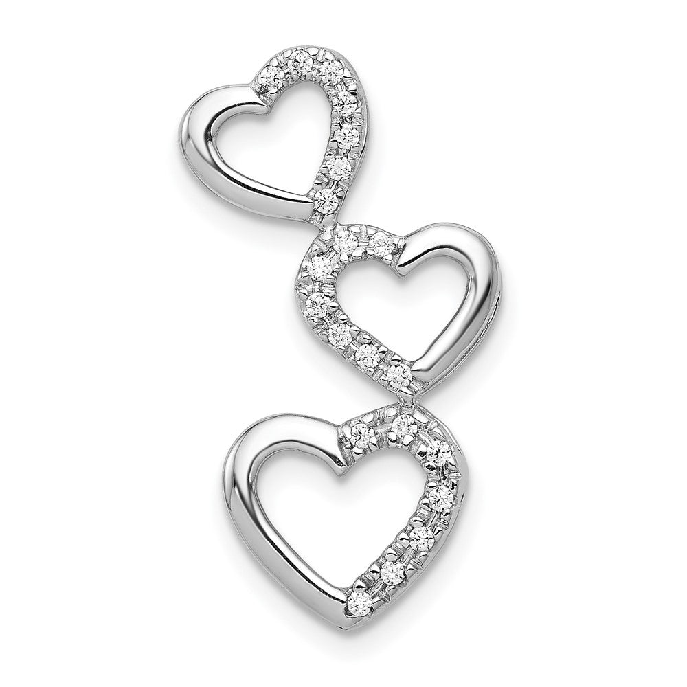 14K Weißgold 0,1 ct. Laborgezüchteter Diamant VS/SI+ G+ Dreifach-Herz Ketten-Gleitanhänger