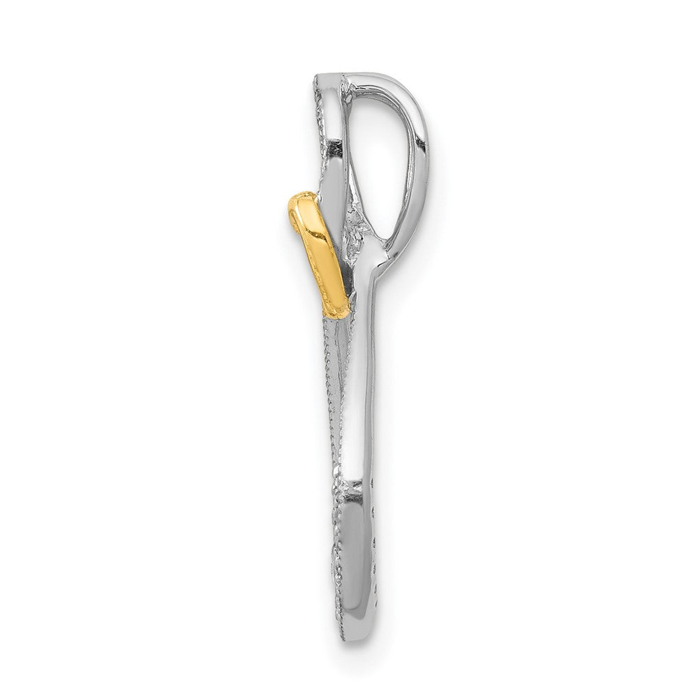 14K Bicolor Gold 1/20ct. Echt Diamant Unendlichkeit mit Herz Kette Anhänger