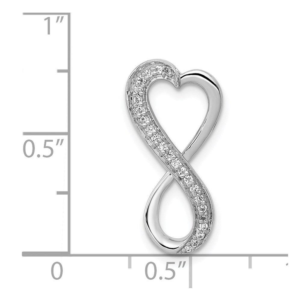 14K Weißgold Echt Diamant Freeform Herz Unendlichkeit Kette Anhänger