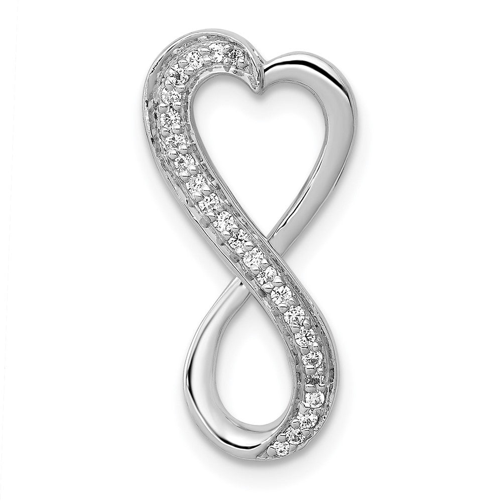 14K Weißgold Echt Diamant Freeform Herz Unendlichkeit Kette Anhänger