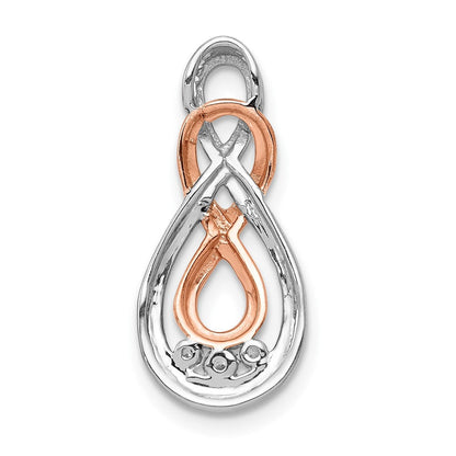 10K Bicolor 10K Weiß und Roségold Diamant Doppelt Unendlichkeit Kette Anhänger