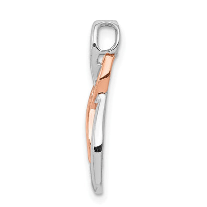 14K Weiß und Roségold Echt Diamant Doppelt Unendlichkeit Kette Anhänger
