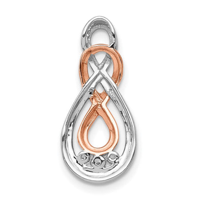 14K Weiß und Roségold Echt Diamant Doppelt Unendlichkeit Kette Anhänger