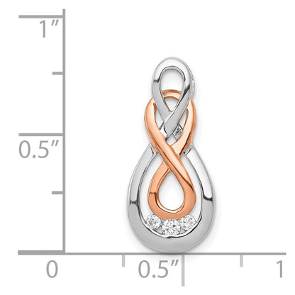 14K Weiß und Roségold Echt Diamant Doppelt Unendlichkeit Kette Anhänger