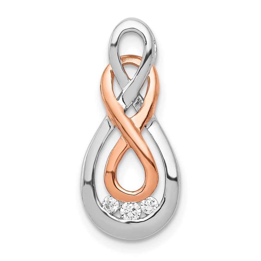 14K Bicolor Weiß und Roségold Diamant Doppelt Unendlichkeit Kette Anhänger
