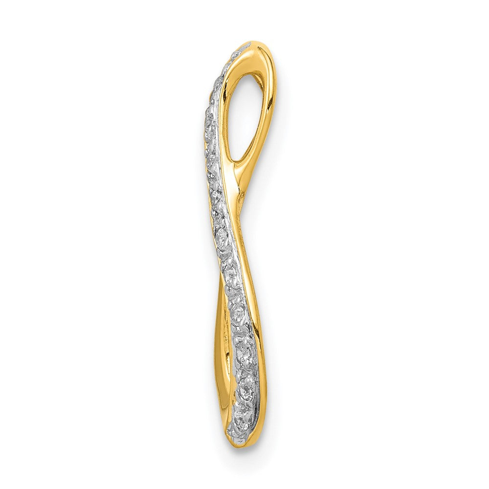 14K Gelbgold und Rhodium 1/20ct. Echt Diamant Unendlichkeit Kette Anhänger