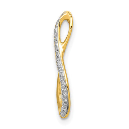 14K Gelbgold und Rhodium 1/20ct. Echt Diamant Unendlichkeit Kette Anhänger