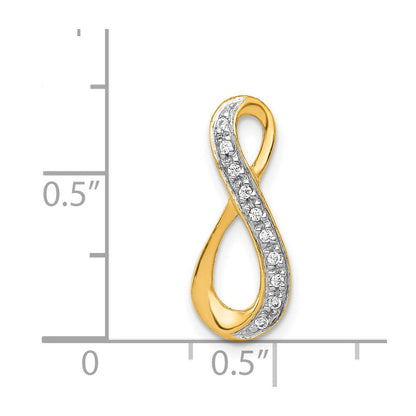 14K Gelbgold und Rhodium 1/20ct. Echt Diamant Unendlichkeit Kette Anhänger