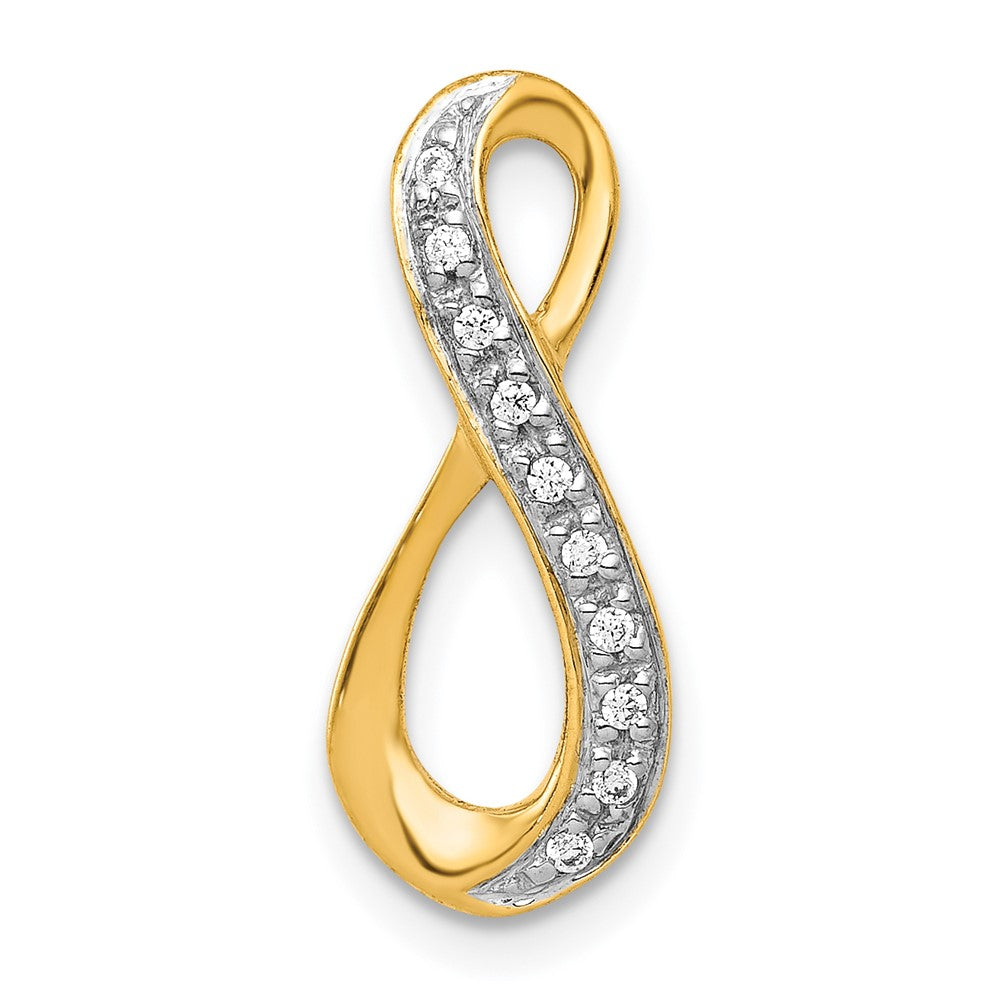 14K Gelbgold und Rhodium 1/20ct. Echt Diamant Unendlichkeit Kette Anhänger