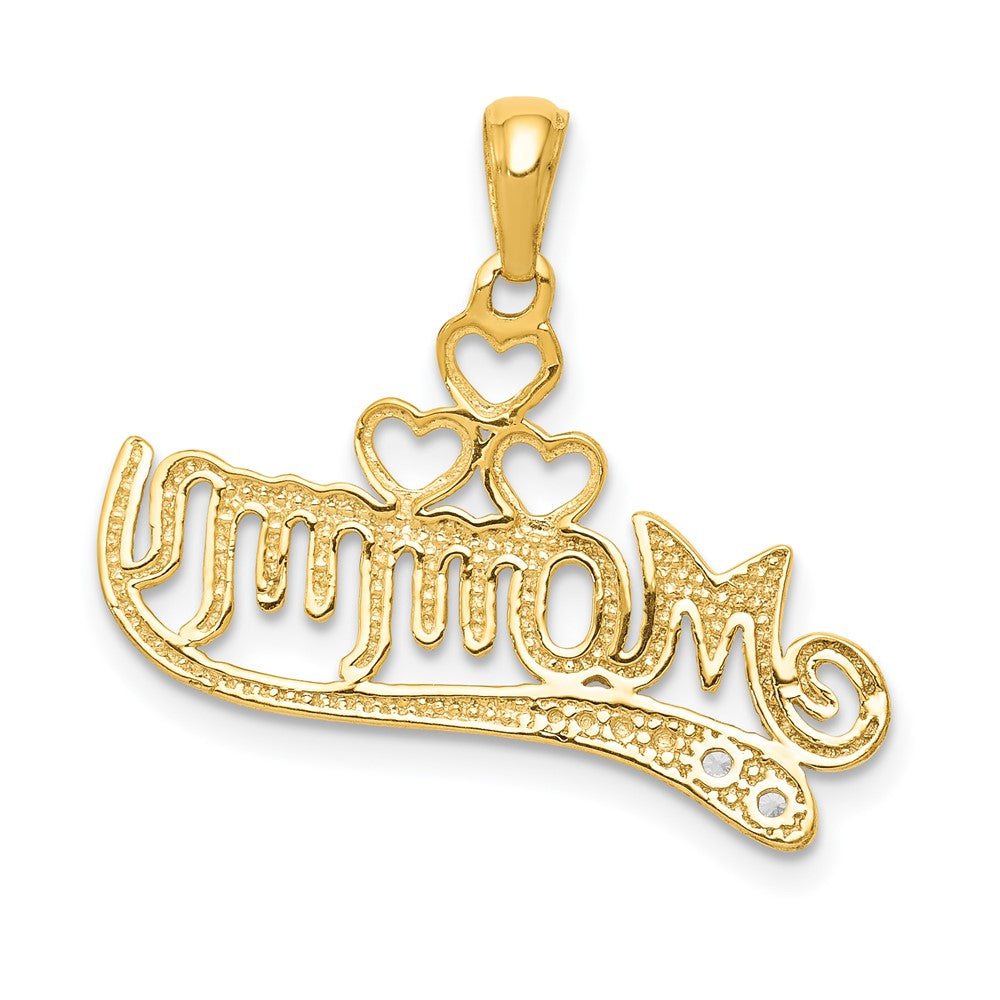 14K Gelbgold 0,02 ct. Echter Diamant MOMMY Doppelherz-Anhänger
