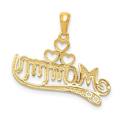 14K Gelbgold 0,02 ct. Echter Diamant MOMMY Doppelherz-Anhänger