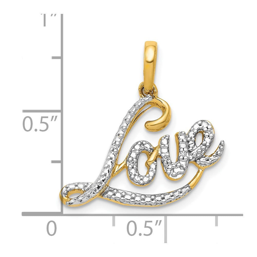 10K Gelb mit Rhodium 10K.02ct. Diamant Liebe Anhänger