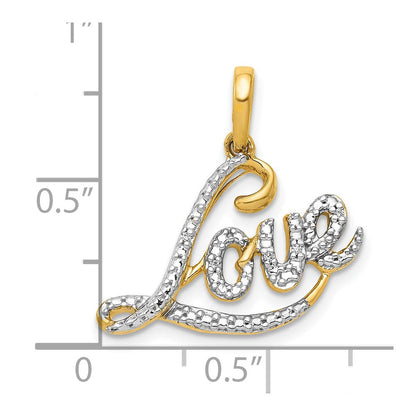 10K Gelb mit Rhodium 10K.02ct. Diamant Liebe Anhänger