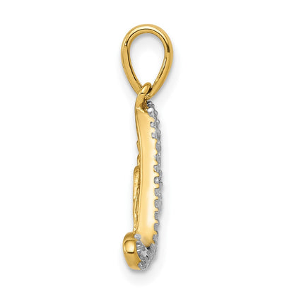 14K Gelbgold mit Rhodium 0,02 ct. Echter Diamant LOVE-Anhänger