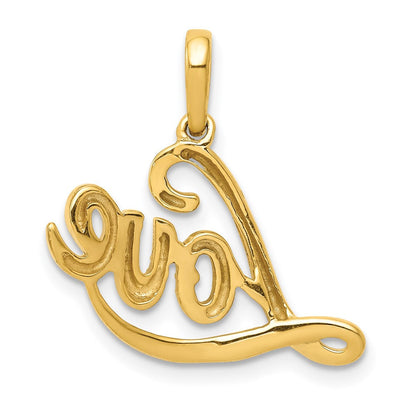 14K Gelbgold mit Rhodium 0,02 ct. Echter Diamant LOVE-Anhänger