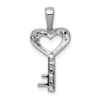 14 Karat Weißgold Herz-Schlüssel-Anhänger mit 0,05 ct. echtem Diamant
