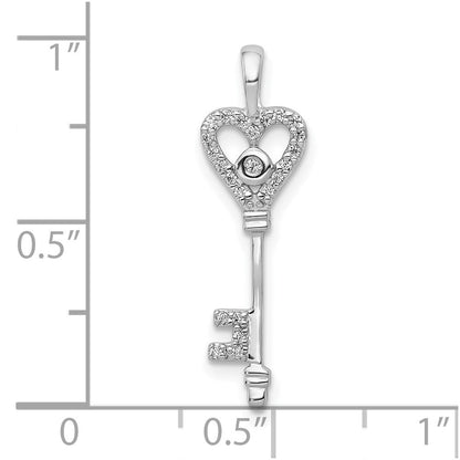 10K Weißgold 10K 1/10ct. Diamant Herz Key Anhänger