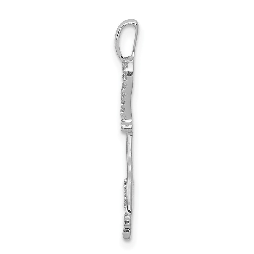 14K Weißgold 0,1 ct. Echtdiamant-Herz-Schlüssel-Anhänger