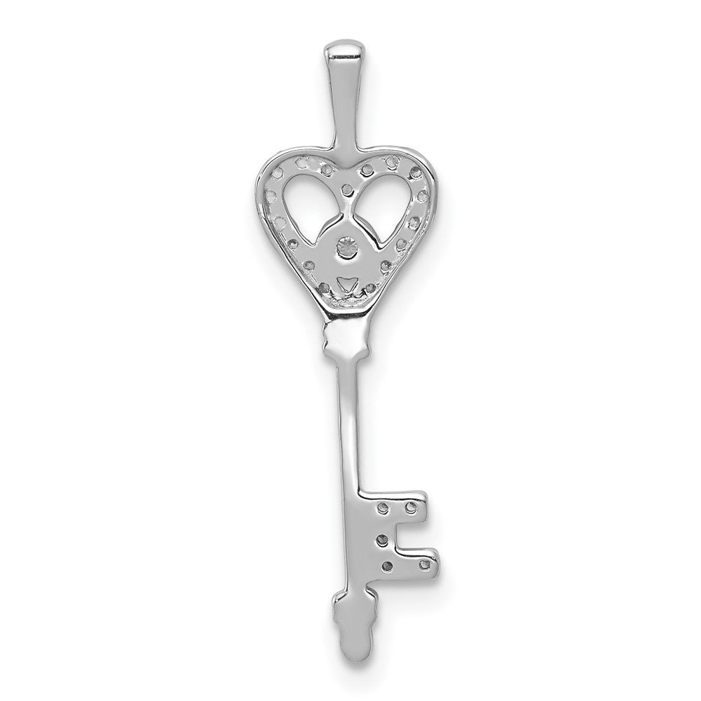 14K Weißgold 0,1 ct. Echtdiamant-Herz-Schlüssel-Anhänger