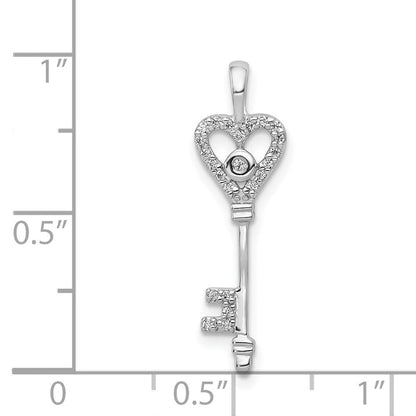 14K Weißgold 0,1 ct. Echtdiamant-Herz-Schlüssel-Anhänger