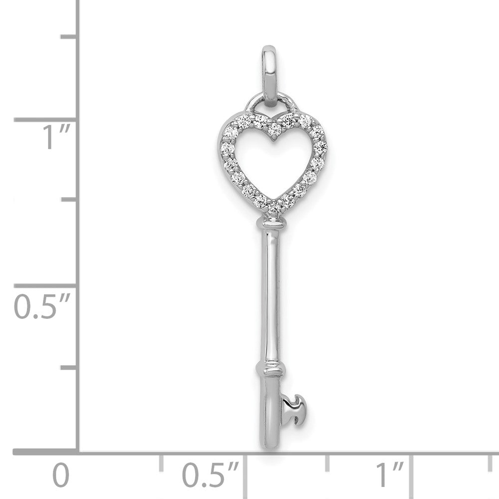 10K Weißgold 10K Diamant Herz Key Anhänger