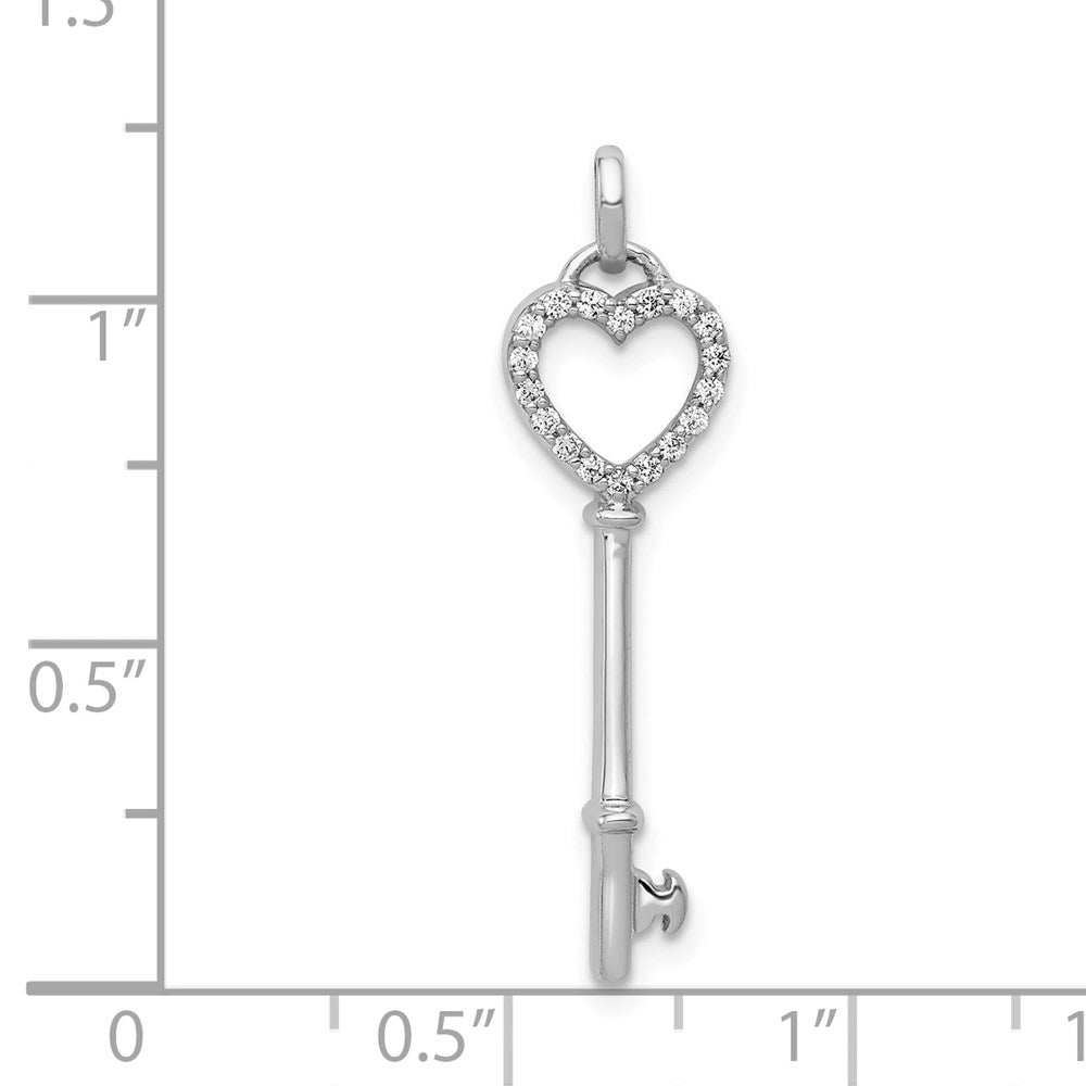 14K Weißgold Herz-Schlüssel-Anhänger mit echten Diamanten