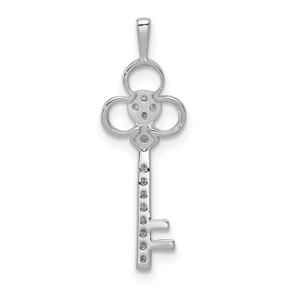 14K Weißgold Anhänger „Diamant-Club-Schlüssel“ mit echten Diamanten