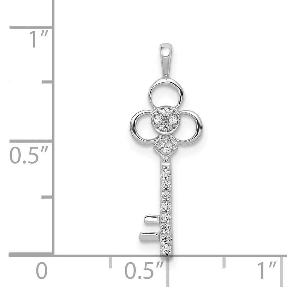 14K Weißgold Anhänger „Diamant-Club-Schlüssel“ mit echten Diamanten