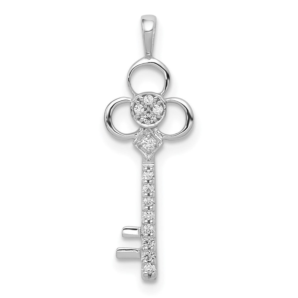 14K Weißgold Anhänger „Diamant-Club-Schlüssel“ mit echten Diamanten