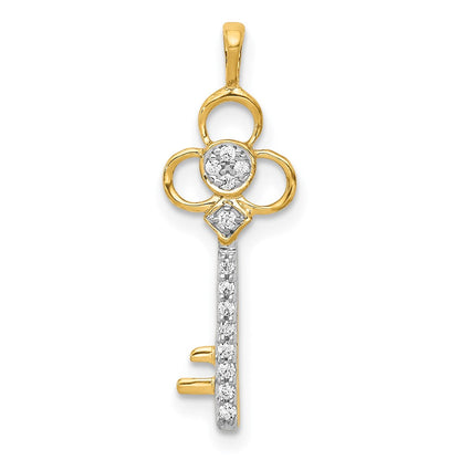 14K Gelbgold Echtdiamant-Schlüsselanhänger "Club