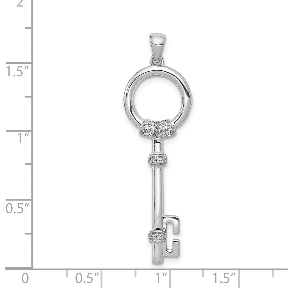 14K Weißgold Anhänger Kreis-Schlüssel mit echten Diamanten