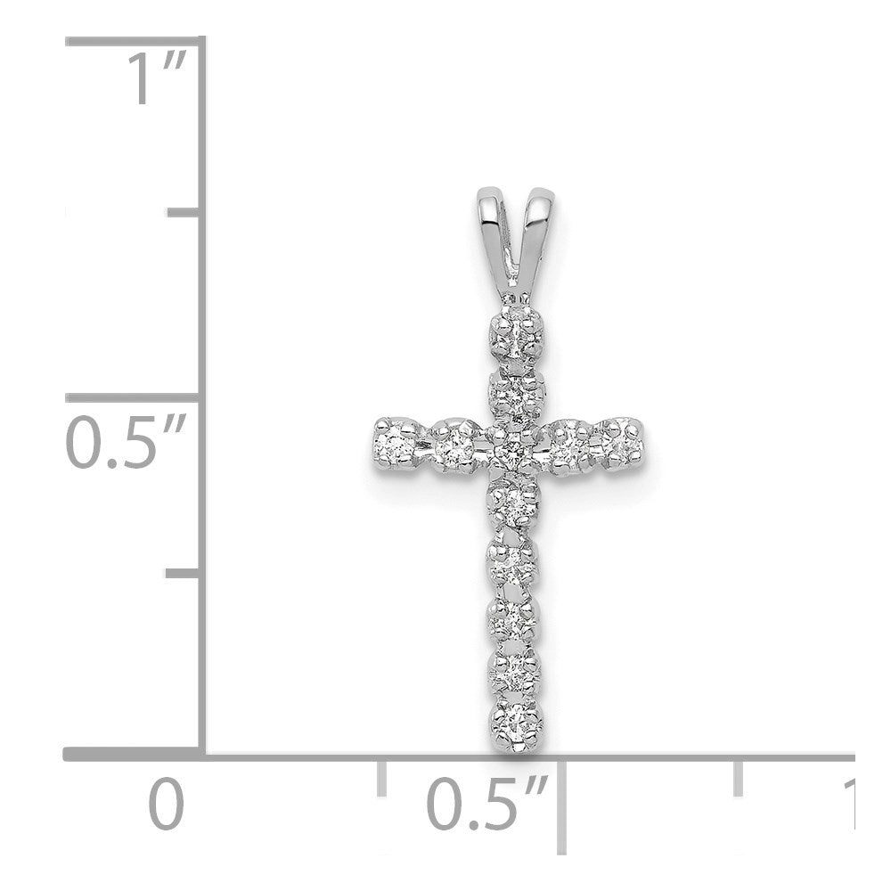 14 Karat Weißgold AA 0,125 ct. Echtdiamant-Kreuzanhänger im lateinischen Kreuzdesign
