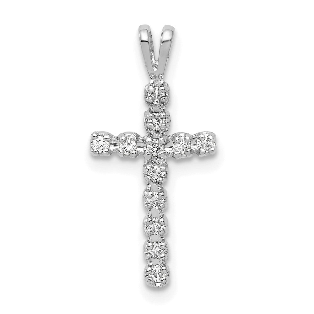 14 Karat Weißgold AA 0,125 ct. Echtdiamant-Kreuzanhänger im lateinischen Kreuzdesign