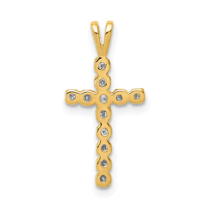 14K Gelbgold-Anhänger „Lateinisches Kreuz" mit echten AA-Diamanten