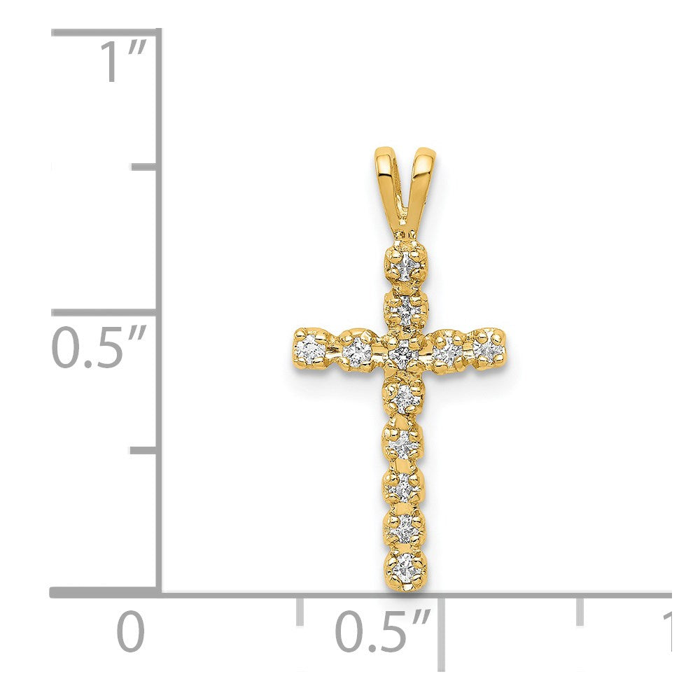 14K Gelbgold-Anhänger „Lateinisches Kreuz" mit echten AA-Diamanten