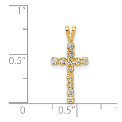 14K Gelbgold-Anhänger „Lateinisches Kreuz" mit echten AA-Diamanten