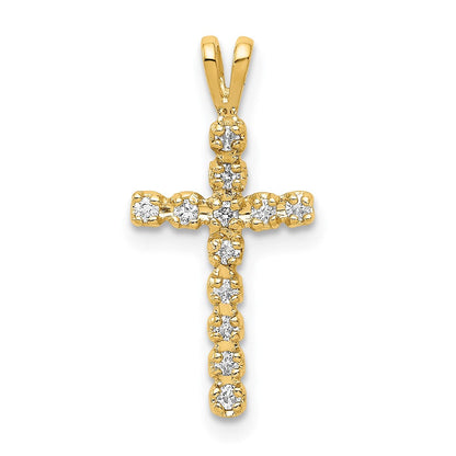 14K Gelbgold-Anhänger „Lateinisches Kreuz" mit echten AA-Diamanten