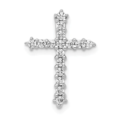 14K Weißgold Aa Echt Diamant Kreuz Kette Anhänger