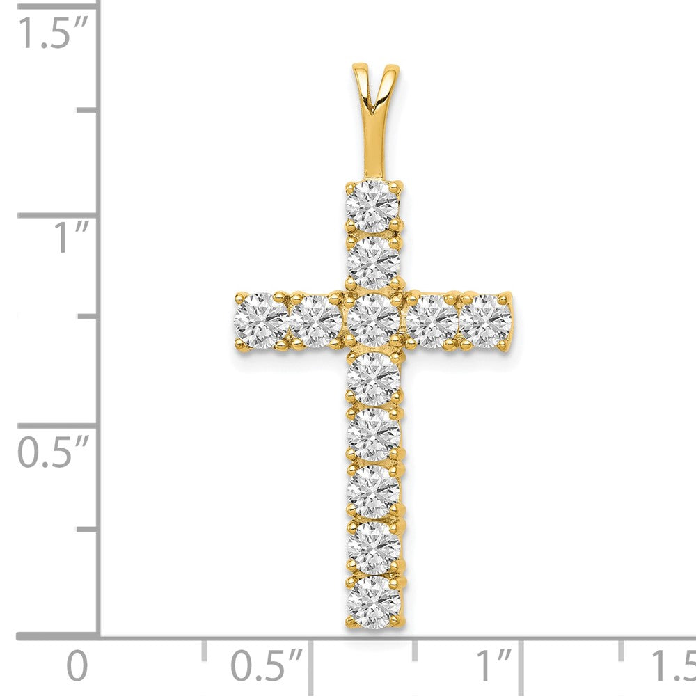 14K Gelbgold Kreuzanhänger „Lateinisches Kreuz" mit echten AA-Diamanten