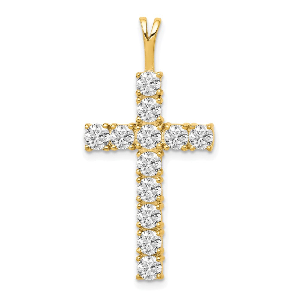 14K Gelbgold Kreuzanhänger „Lateinisches Kreuz" mit echten AA-Diamanten