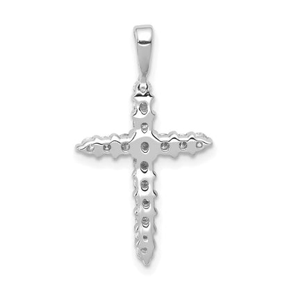 14K Weißgold AA 0,5 ct. Echter Diamant Kreuz-Anhänger