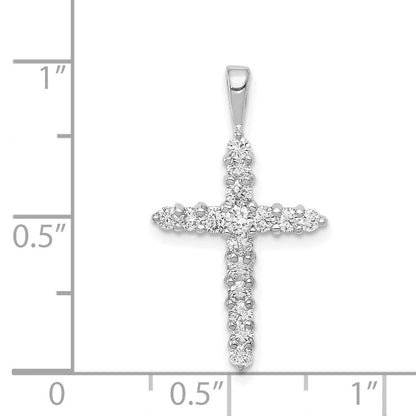 14K Weißgold AA 0,5 ct. Echter Diamant Kreuz-Anhänger